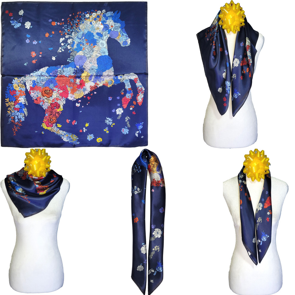 NWT Genuine 100% Mulberry Silk Satin Scarf 25"x25" Medium Square Shawl 57361